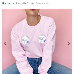 Little Milk Bar Pink Milk Carton Sweatshirt size large